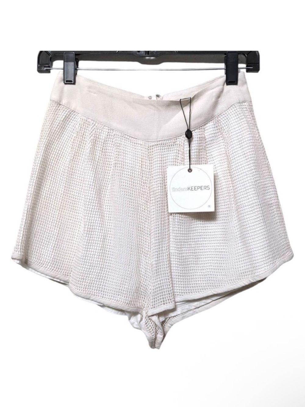 NWT FINDERS KEEPERS All She Wants High Rise Mesh Shorts Ivory 2